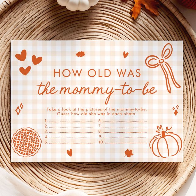 Fall Whimsical How Old Was Mommy Baby Shower Game Enclosure Card (Hand Drawn Fall Whimsical How Old Was Mommy Baby Shower Game)
