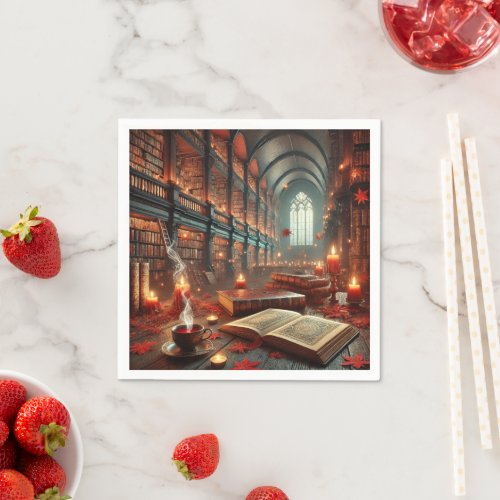Fall Whimsigoth Enchanted Library Découpage Napkins