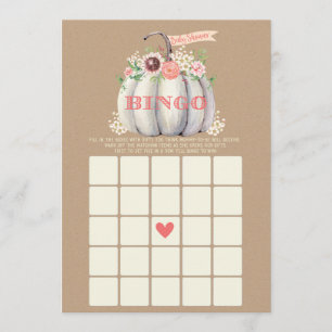Fall White Pumpkin Baby Shower Bingo Game Menu