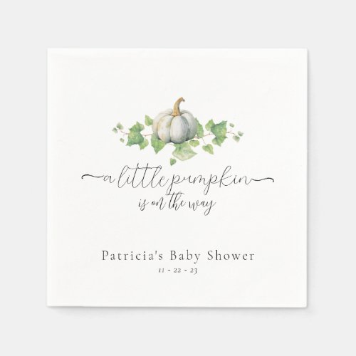 Fall White Pumpkin Baby Shower Napkins