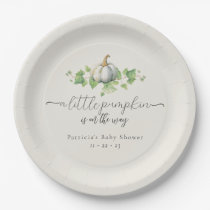 Fall White Pumpkin Baby Shower Paper Plates