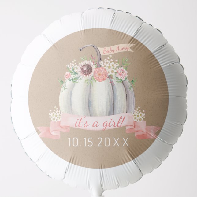 Fall White Pumpkin Baby Shower Party Balloon (Front)