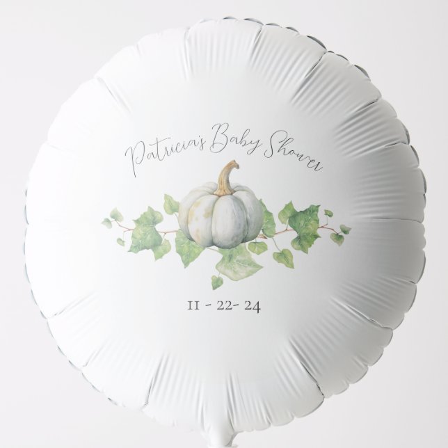 Fall White Pumpkin Baby Shower Party Decor Balloon (Front)
