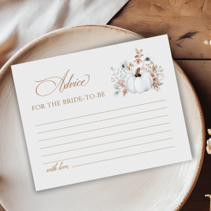 Fall White Pumpkin Bridal Shower Advice Card