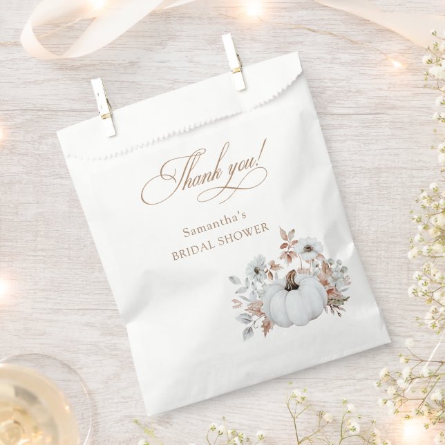 Fall White Pumpkin Bridal Shower Favor Bag (Clipped)