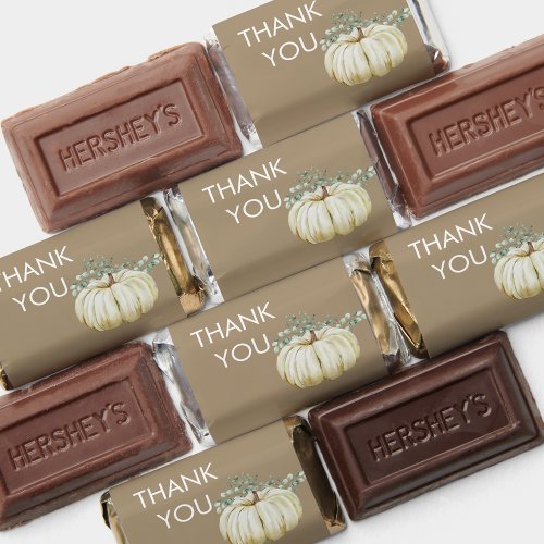 Fall white pumpkin greenery candy wrapper label hersheys miniatures