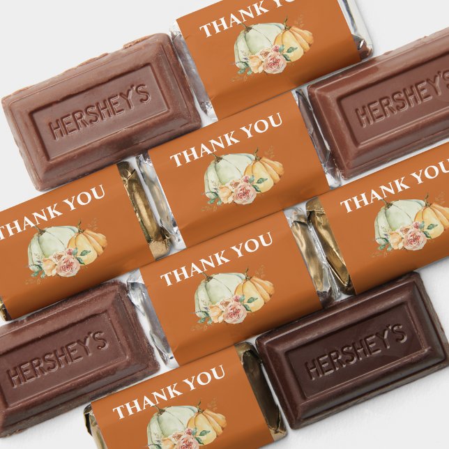 Fall white pumpkin greenery candy wrapper label hershey's miniatures (Creator Uploaded)
