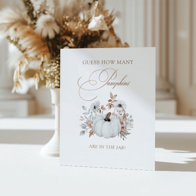 Fall White Pumpkin Guess How Many Pumpkins Pedestal Sign (Creator Uploaded)