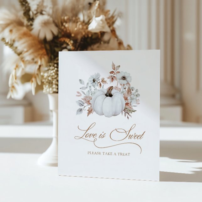Fall White Pumpkin Love is sweet Pedestal Sign (Creator Uploaded)