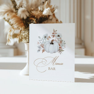 Fall White Pumpkin Mimosa Bar Pedestal Sign