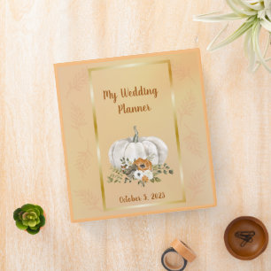 Fall White Pumpkin Wedding Plaanner 3 Ring Binder