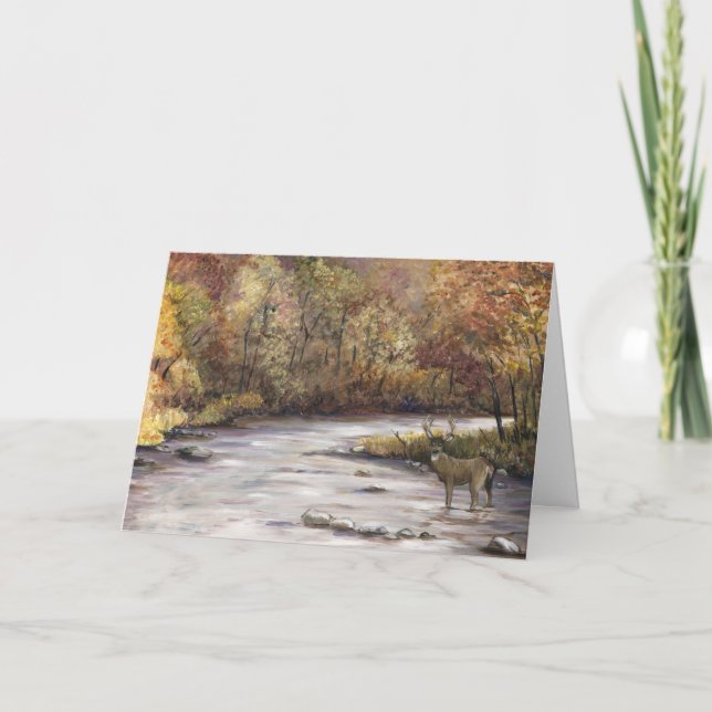 Fall Whitetail Deer Thanksgiving Greeting Card (Front)