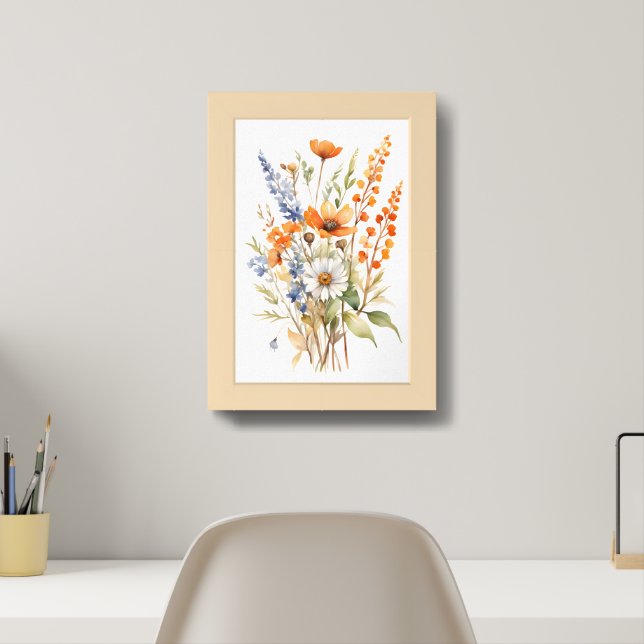 Fall Wild flowers, Autumn vibes Framed Art (Home Office)