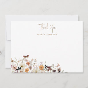 Fall Wild Flowers Baby Shower Flat Thank You Card