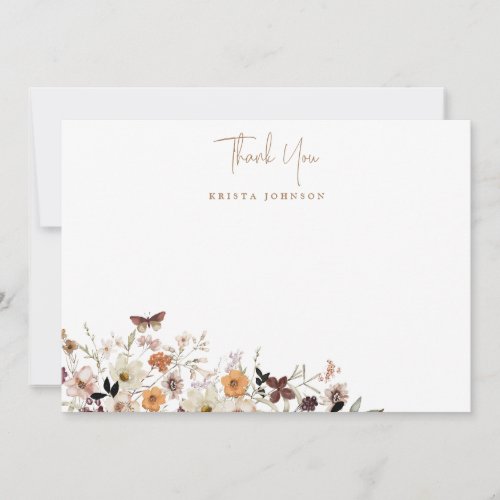 Fall Wild Flowers Baby Shower Flat Thank You Card