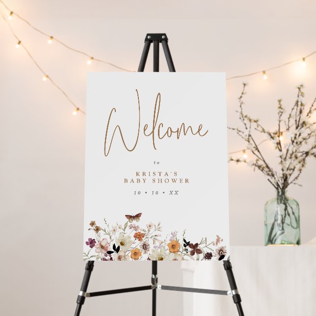 Fall Wild Flowers Baby Shower Welcome Foam Board (In Situ (Stand))