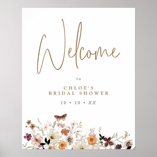 Fall Wild Flowers Bridal Shower Welcome Poster