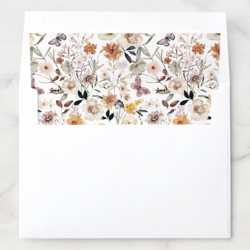 Fall Wild Flowers  Butterflies Wedding Envelope Liner