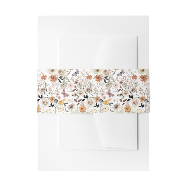 Fall Wild Flowers Wedding Invitation Belly Band (Front Example)