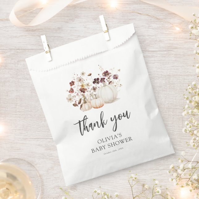 Fall Wildflower Baby Shower Favor Bag (Clipped)