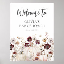 Fall Wildflower Baby Shower Welcome Sign