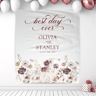 Fall Wildflower Best Day Ever Wedding Tapestry