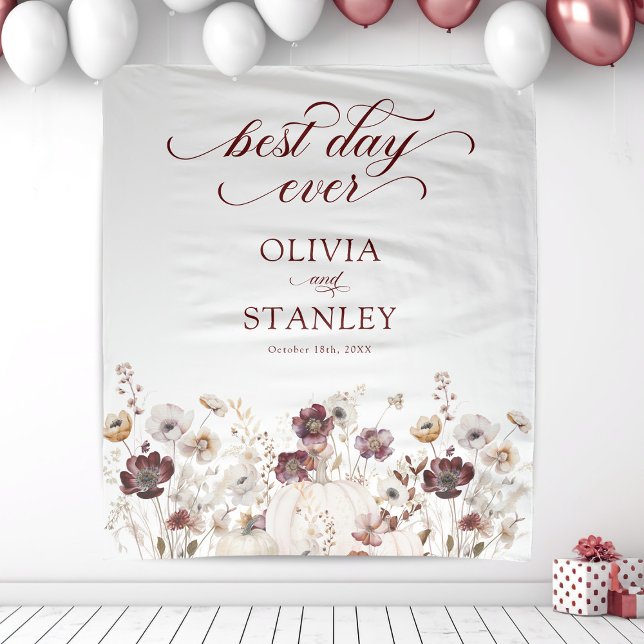 Fall Wildflower Best Day Ever Wedding Tapestry (Creator Uploaded)