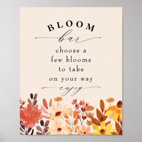 Fall Wildflower Bloom or Flower Bar Poster - Fall Wildflower Bloom or Flower Bar Poster - DIY Favor for birthdays or baby showers
