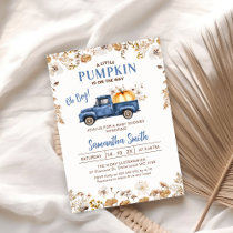 Fall Wildflower Blue Pumpkin Truck Baby Shower  Invitation