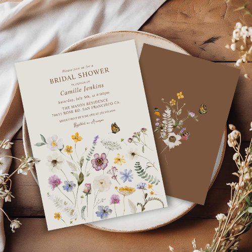 Fall Wildflower Boho Bridal Shower  Invitation