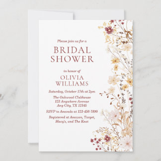 Fall Wildflower Bridal Shower Invitation