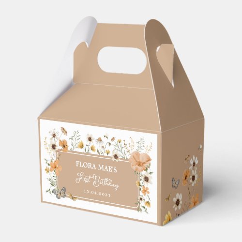 Fall Wildflower Butterfly Tea Party Birthday Favor Boxes