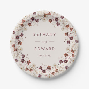 Fall Wildflower Field Beige Wedding Paper Plates