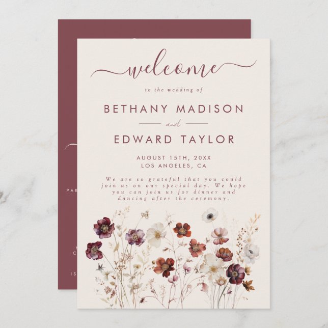Fall Wildflower Field Beige Wedding Program (Front/Back)