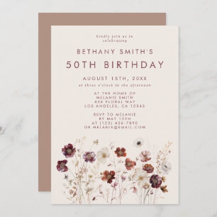 Fall Wildflower Field Birthday Party Invitation