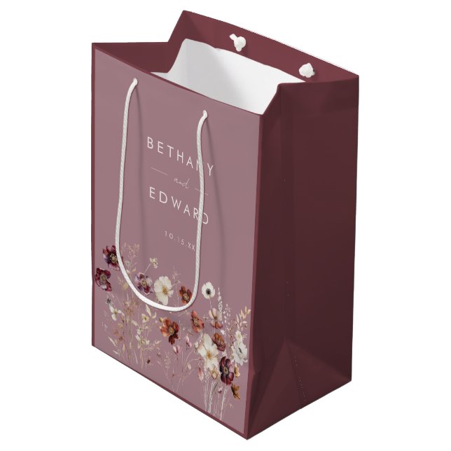 Fall Wildflower Field Wedding Medium Gift Bag (Front Angled)