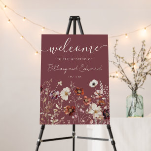 Fall Wildflower Field Wedding Welcome Sign
