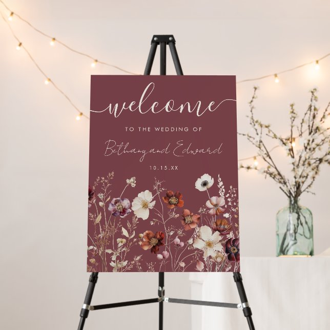 Fall Wildflower Field Wedding Welcome Sign (In Situ (Stand))