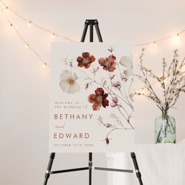 Fall Wildflower Field Wedding Welcome Sign (In Situ (Stand))
