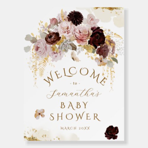 Fall Wildflower Floral Baby Girl Shower welcome Foam Board