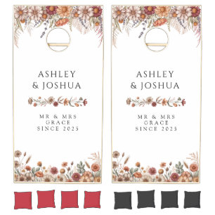 Fall Wildflower Floral Wedding Cornhole Set
