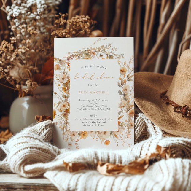 Fall Wildflower Frame Boho Bridal Shower Invitation (Creator Uploaded)