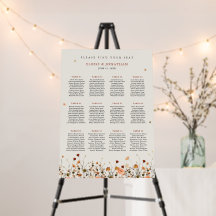 Fall Wildflower Garden boho Wedding Seating chart