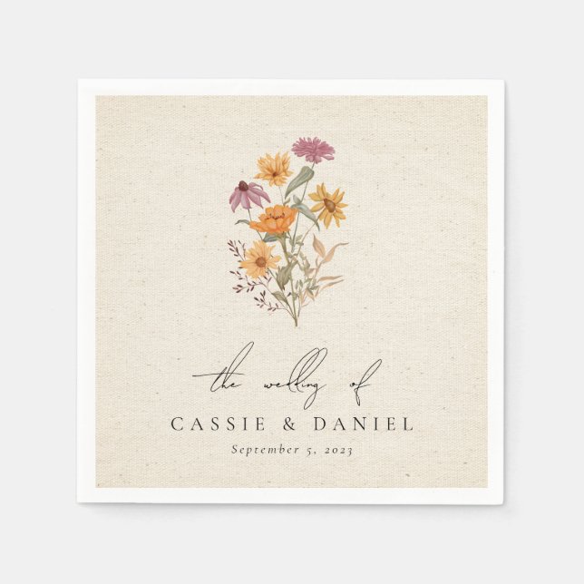 Fall Wildflower Garden Botanical Wedding Napkins (Front)
