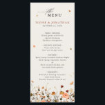 Fall Wildflower Garden Floral Boho Chic wedding Menu<br><div class="desc">Celebrate your big day with this elegant fall floral wedding menu featuring a soft cream background and a charming watercolor wildflower border. Perfect for garden weddings, this design blends rustic charm with timeless sophistication. Customizable with your personal information. it's ideal for couples planning a romantic outdoor ceremony on Autumn ,...</div>