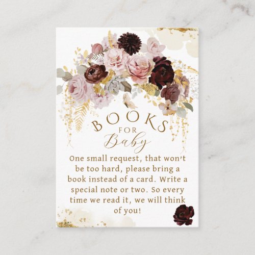Fall Wildflower Gold Floral Baby Girl Shower Enclosure Card