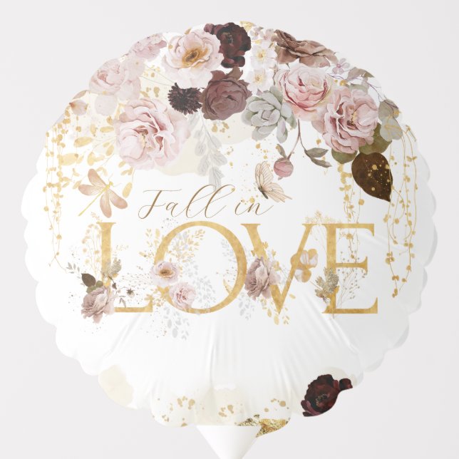 Fall Wildflower Gold Floral Bridal Shower Balloon (Front)