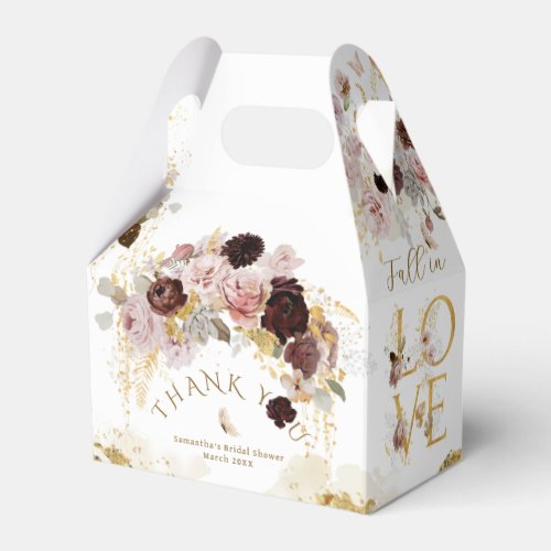 Fall Wildflower Gold Floral Bridal Shower Favor Boxes