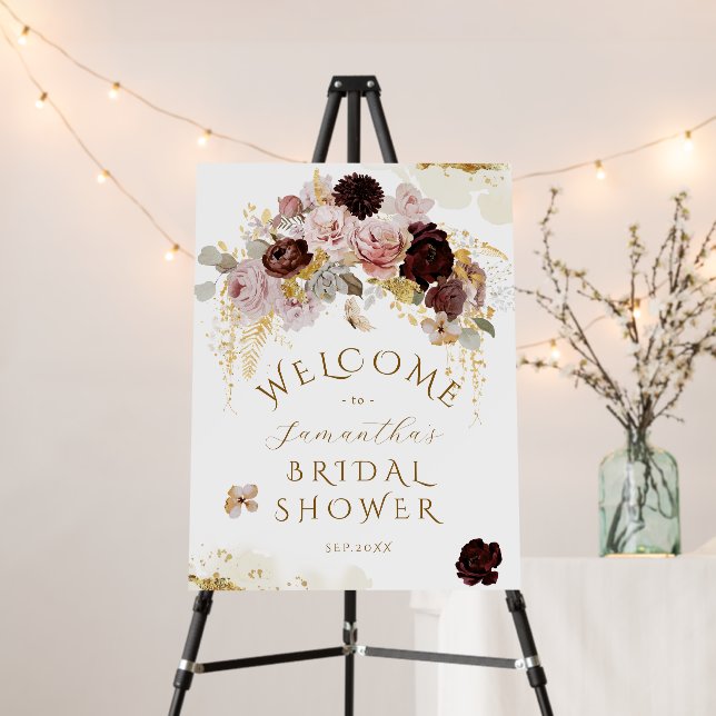 Fall Wildflower Gold Floral Bridal Shower  Foam Board (In Situ (Stand))
