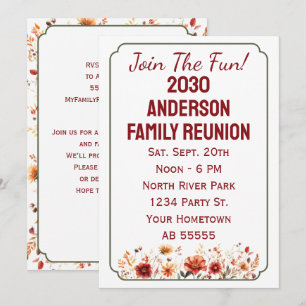 Fall Wildflower Join The Fun Family Reunion Card